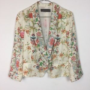 Zara Woman Boho Floral Blazer Cardigan
